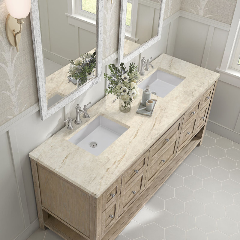 Breckenridge 72'' W Double Vanity, Whitewashed Oak, Tajnar Eclos, 8" Widespread