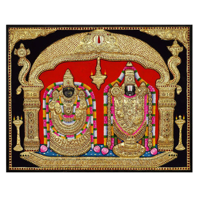 Tirupati Balaji avec Padmavati | Peinture de Tanjore par My Angadi