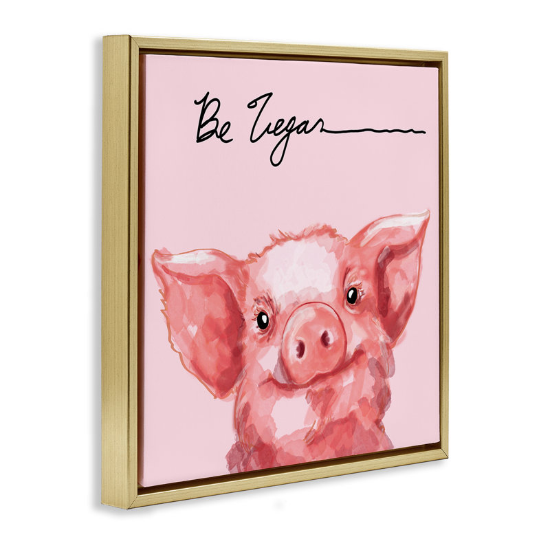 «Be Vegan Cute Pig», art mural encadré sur toile flottante, design par Stella Chang, H 25 po x l 25 po