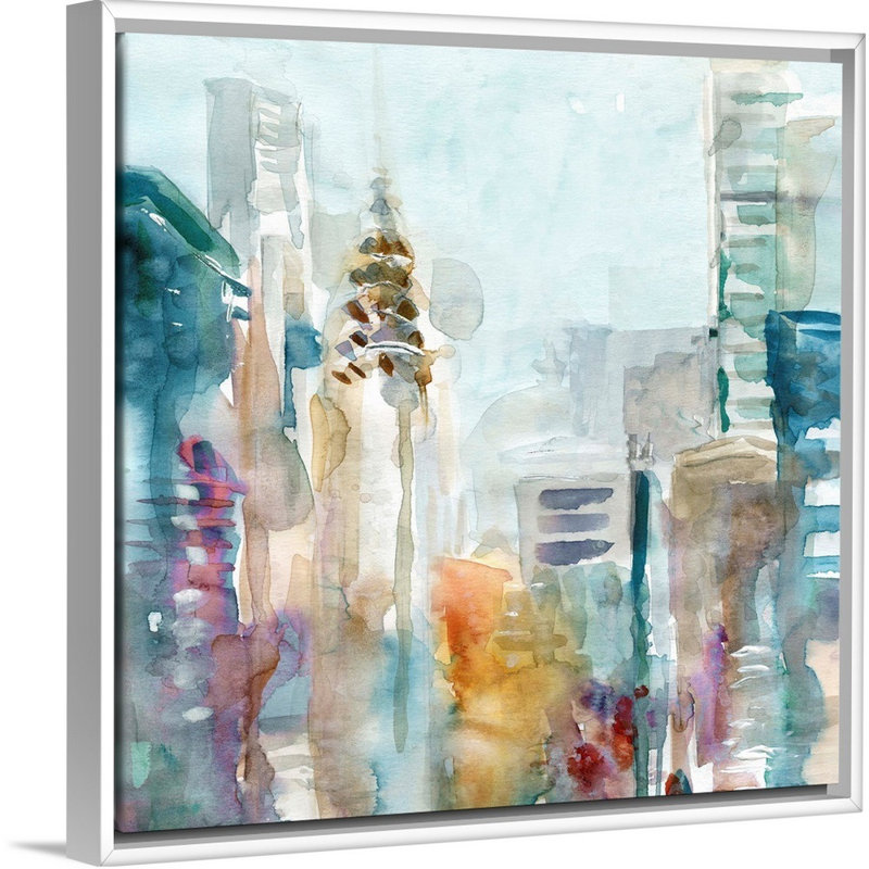Spectrum NYC - Peinture sur toile, H 17,7 po x l 17,7 po x P 1,75 po, Cadre flottant blanc
