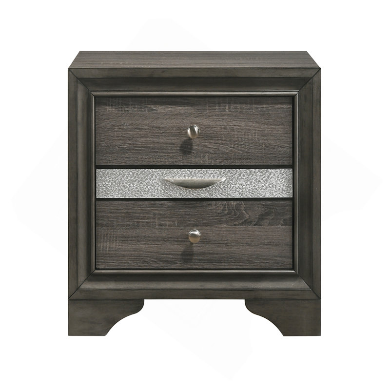 Table de chevet 3 tiroirs grise, Gris