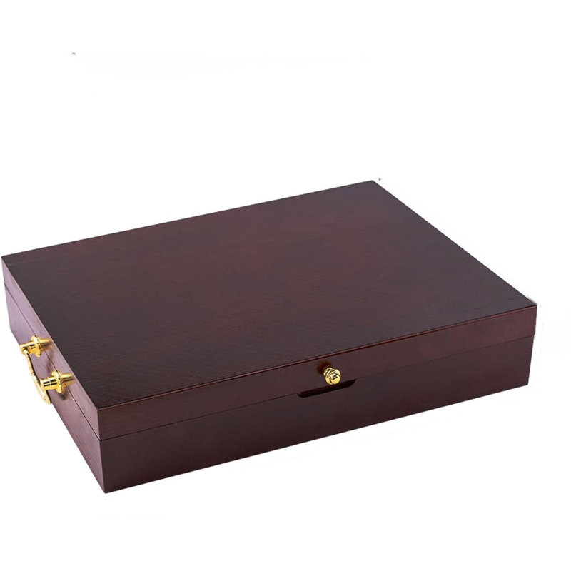 Wooden Silverware Chest without Silverware,Silverware Case with Handle and Felt Lined