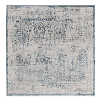Tapis bleu abstrait Alissa