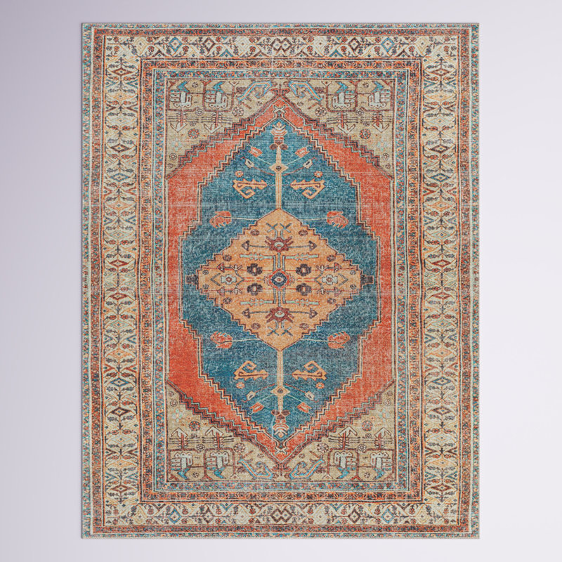 Glendale Heights Washable Oriental Indoor Rug, Rectangle 5'3" x 7'3"
