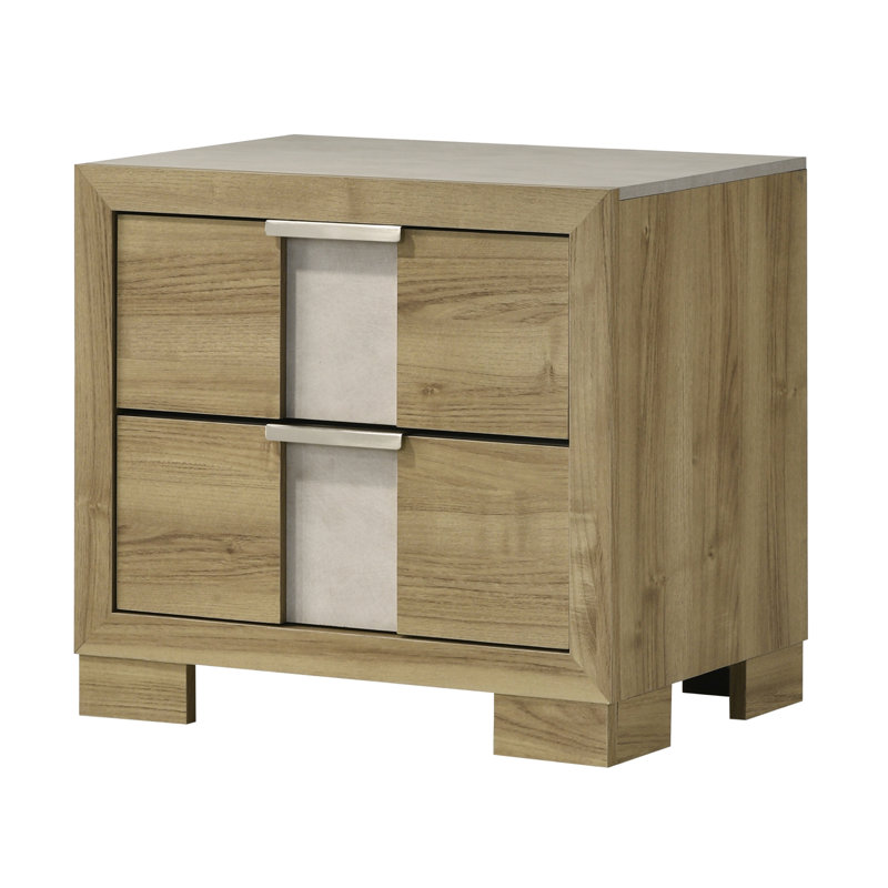 Table de chevet en bois à deux tiroirs 1Pc Driftwood