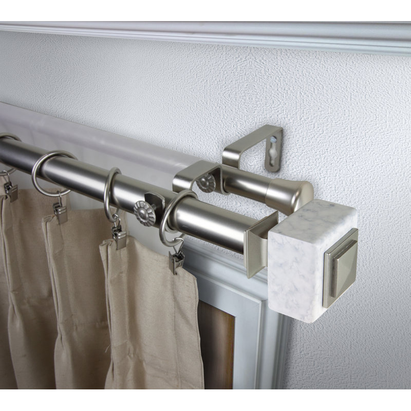 Tringle à rideaux double Kathie, H 2,5 po x l 48 po x P 6,75 po, Nickel satiné