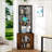 Cabinets, 65” Corner Cabinet with Charging Station, Wine Glass Rack &amp; 6 Tier Storage | Wood | Rustic Living Room