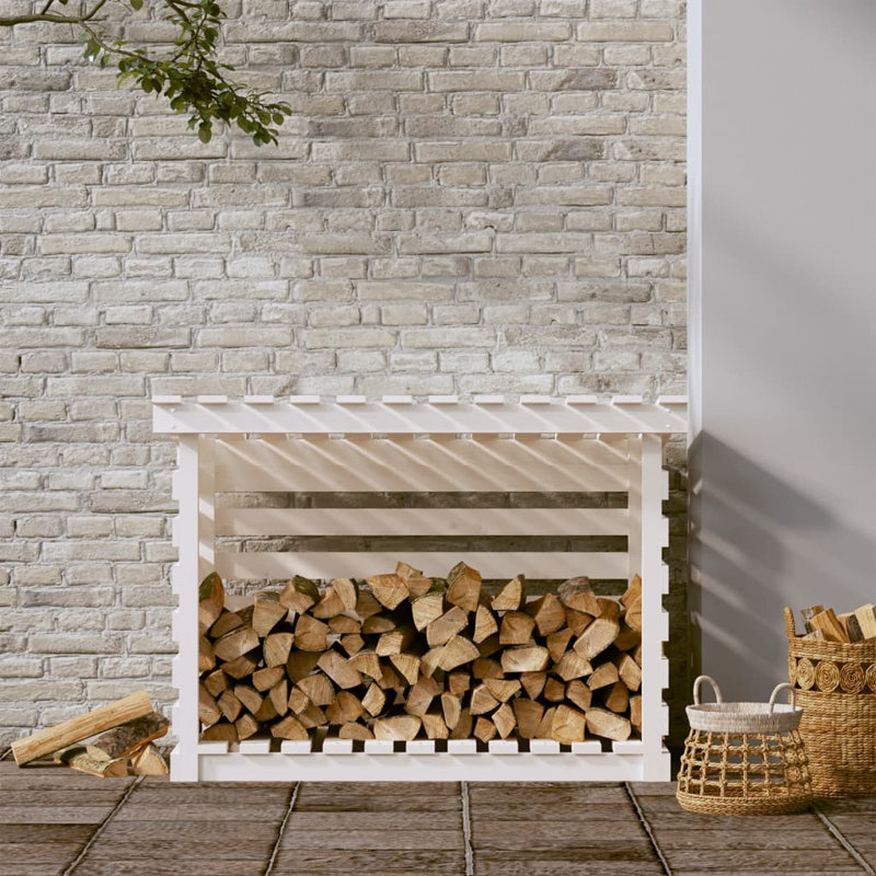 Firewood Rack 108x73x79 cm Solid Wood Pine, White