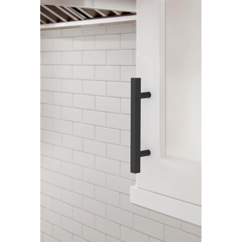 Bar Pulls Square 3-3/4 inch (96mm) Center-to-Center Matte Black Cabinet Pull - 10 Pack, Matte Black