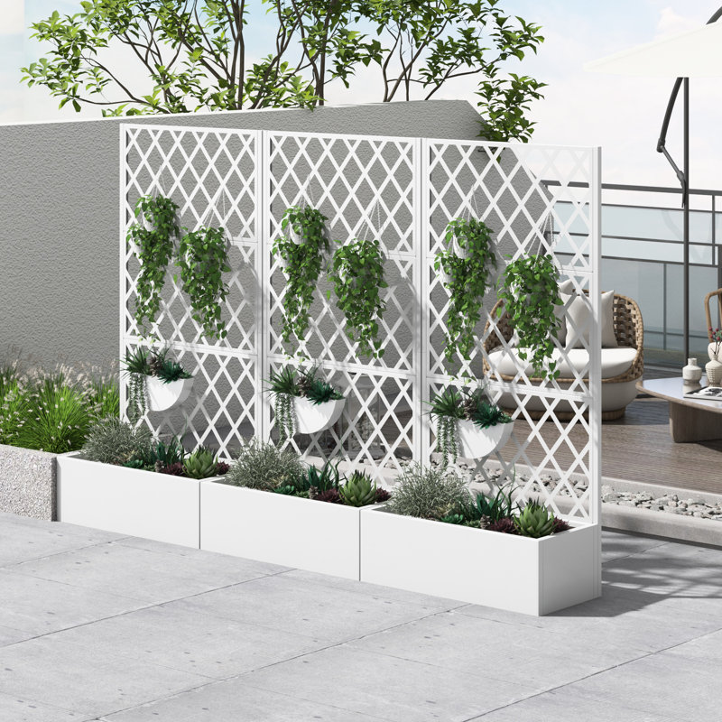 Boîte à fleurs pour l'extérieur Flora, Blanc
