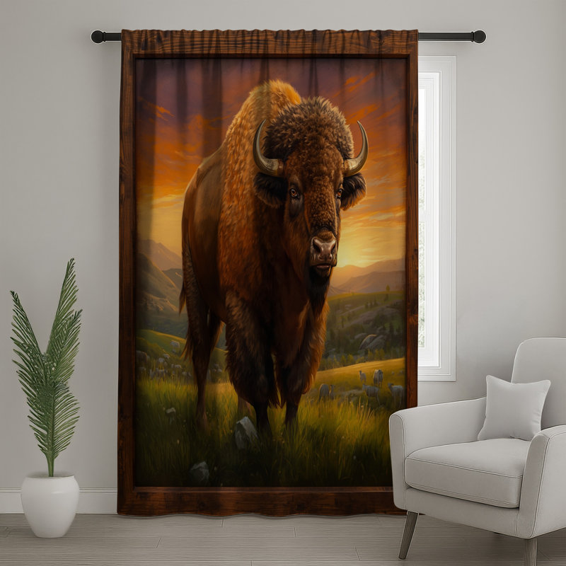 Rideaux Bison In Grassland, Blockout, 50" x 80" - 1 Panel