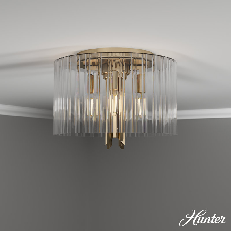 Alturas Gold Clear Fluted Glass LED Flush Mount Ceiling Light
