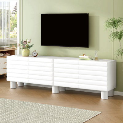 TV Cabinet With Adjustable Shelves, TV Stand With 4 Cabinets For Tvs Up To 75", Solid Media Console