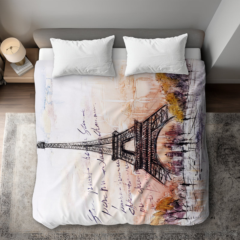 Eiffel Tower Sketch Duvet Cover | Bedroom Street Decor