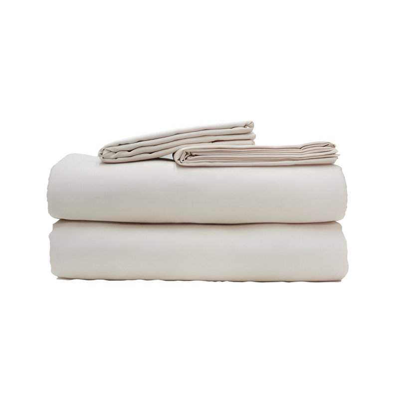 300TC Sateen Solid Organic Cotton 4 Piece Sheet Set Fitted Sheet Fits Upto 16" Deep Pocket, Blush Pink, Queen Sheet Set