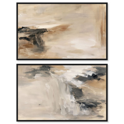 «Desert Gale IV», ensemble de décorations murales Boho par Art Remedy, cadre noir, 48 x 30