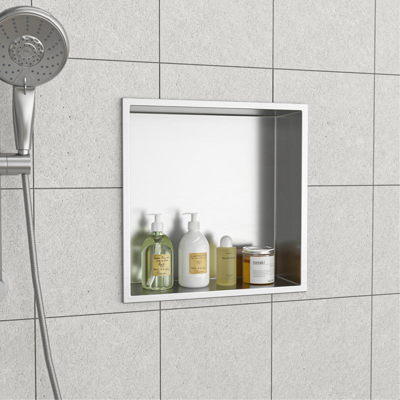 12" X 12" Stainless Steel Shower Niche, Gunmetal Black, Gunmetal Black, 12" H x 12" W x 3.94" D