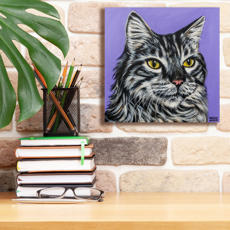 Art mural sur toile Tough Cat par Carolee Vitaletti, H 12 po x l 12 po x P 0,75 po