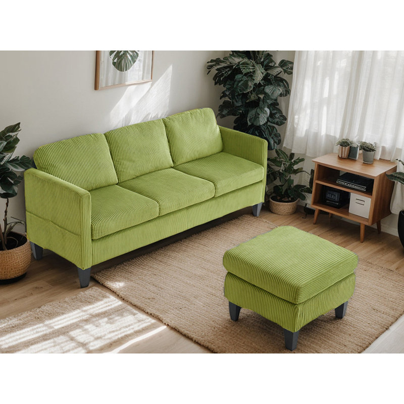 L-Shaped Sofa With Storage Ottoman, Green