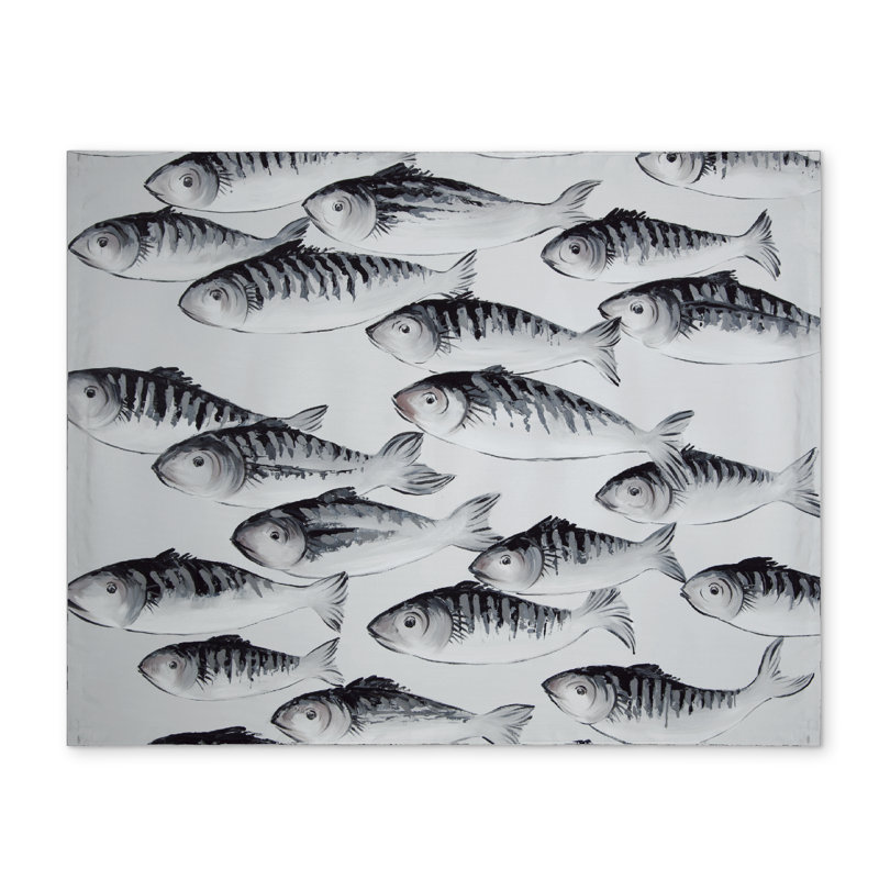 Gray School of Fish White Polyester Placemat - Aquatic Decor