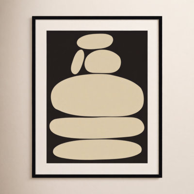 Zen River Rocks Black and Tan Print