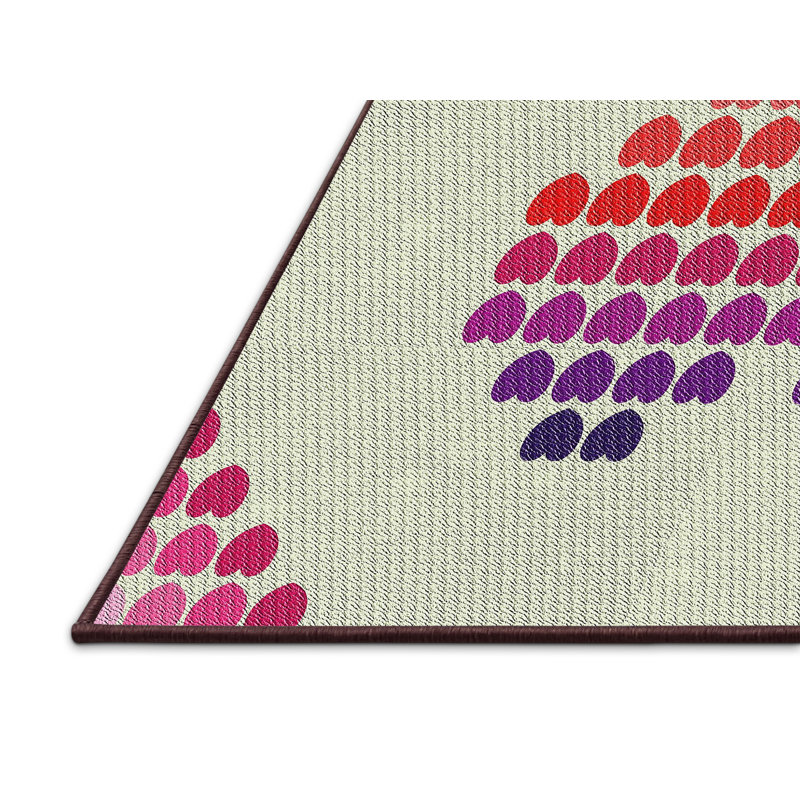 Tapis rose/beige à motifs/bleu marine Pulli, Rectangle 2 pi x 5 pi