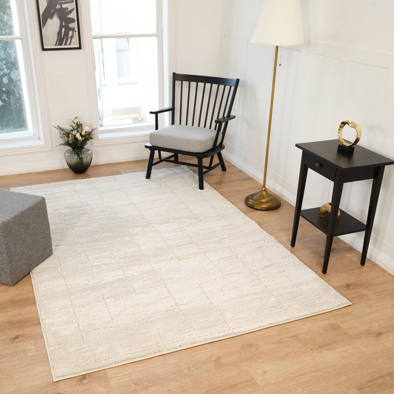 Leonetti Collection Transitional Abstract Cream Area Rug, Rectangle 5' x 7'