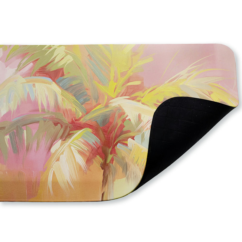 Tapis de cuisine Pastel Fan Palm Brushstrokes