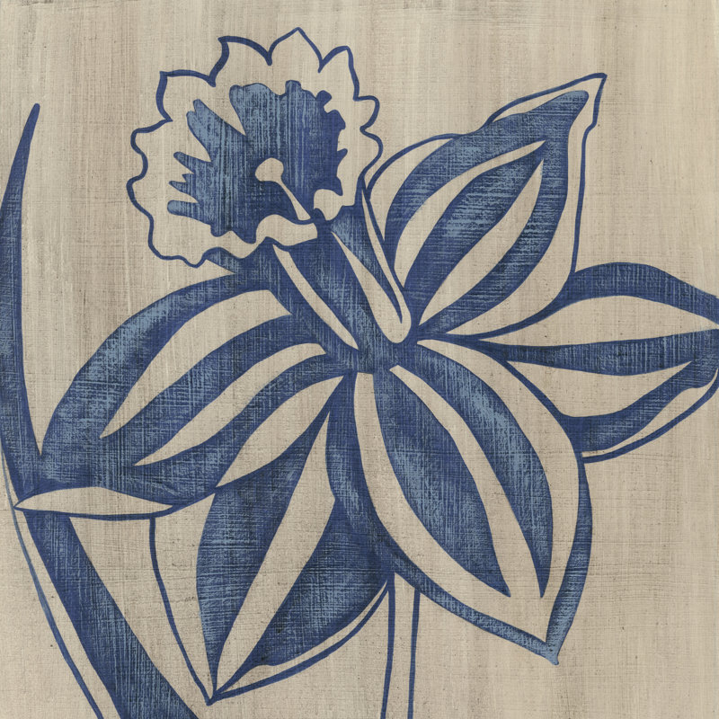 Indigo Daffodil 1 Piece Wrapped Canvas Painting, 122cm H x 122cm W