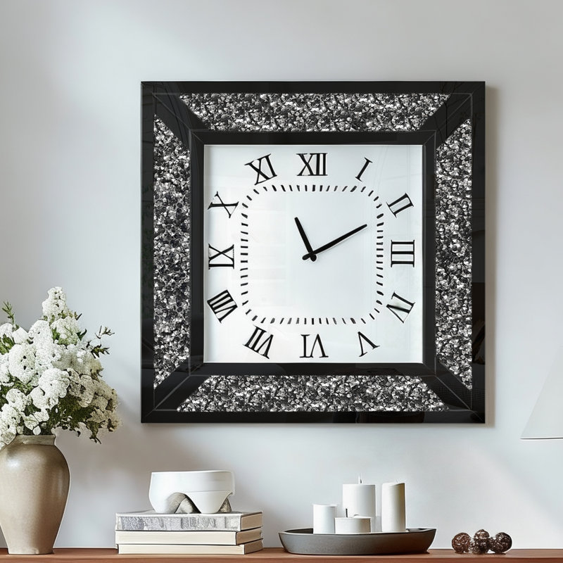 Azer 60x60cm Wall Clock Modern Black Diamond Square Accent Clock