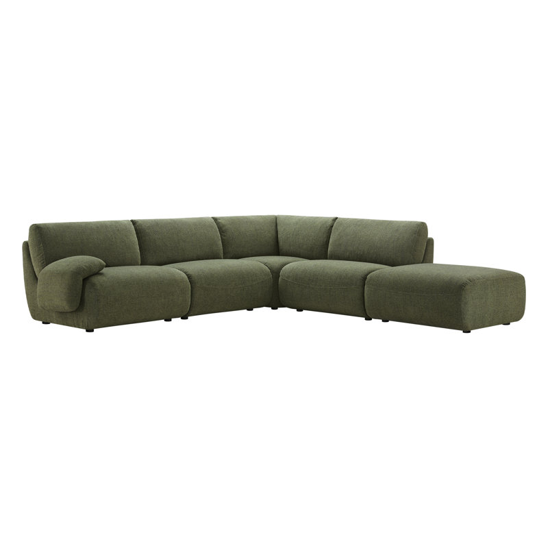 Canapé d'angle modulaire Nita Ashira 4 pièces avec pouf, Vert
