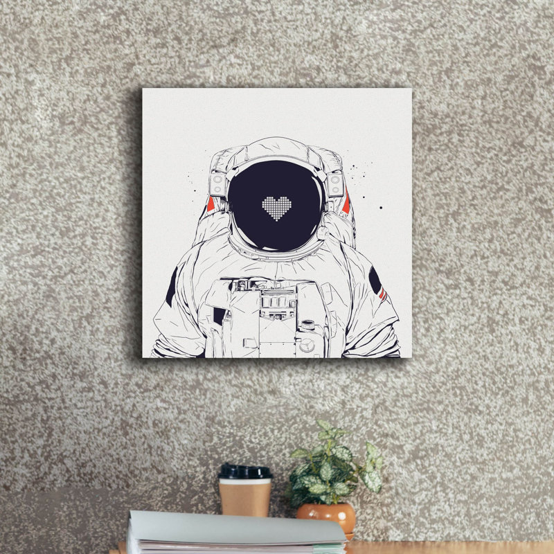«Astronaut Love» par Balazs Solti, art mural sur toile, H 18 po x l 18 po