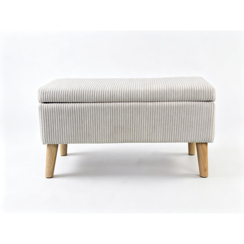 Banc de rangement avec repose-pieds 32 pouces en velours côtelé beige olive, Beige