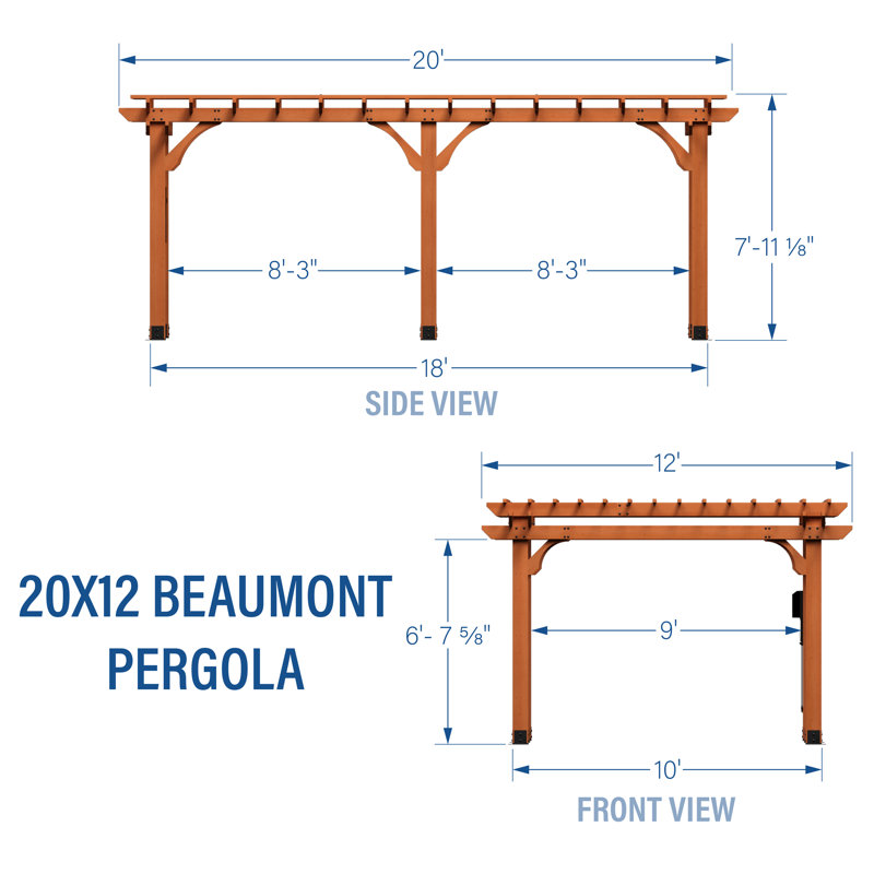 Backyard Discovery Beaumont 20' x 12' Cedar Wood Outdoor Patio Pergola Kit