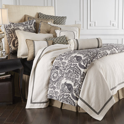 Augusta Black and White Classic French Toile Botanical Print 1 Piece Duvet Cover