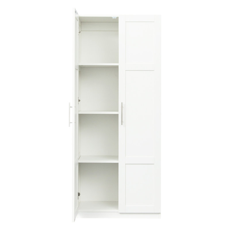 Armoire de cuisine et garde-robe blanche à 2 portes, 3 compartiments, 4 compartiments, et pratique avec 3 cloisons, rangement fabriqué avec des matériaux solides, facile à nettoyer rapidement