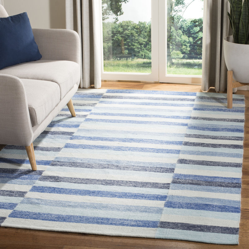 Whittlesey Hand Woven Cotton Striped Rug, Rectangle 5' x 8'