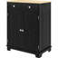 Buffet avec comptoir et portes en bois massif - noir vieilli, 2 tiroirs, tablette réglable pour le rangement de la cuisine en comptoir noir, portes, utilisation
