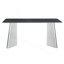 Table de salle à manger de 63 po x 31,5 po x 30 po en marbre noir avec pieds papillon en acier inoxydable. Le plateau de table est conçu pour résister aux égratignures et à la chaleur. Plateau de table en acier inoxydable.-1503874482