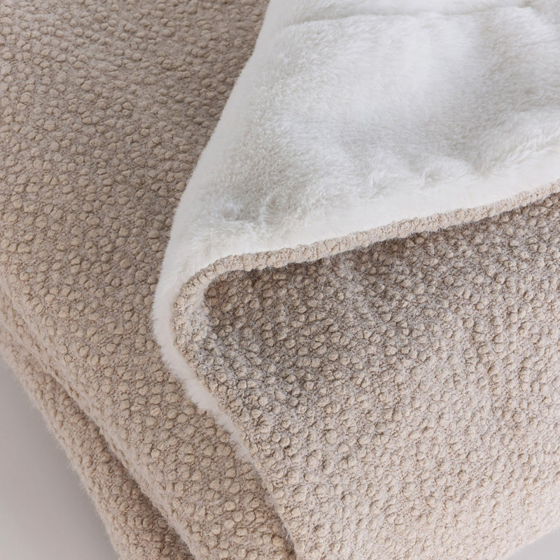 Oatmeal Reversible Boucle Throw Blanket 70 x 60