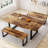 Modern Kitchen Dining Table Set, Mid-century Dining Table Set With Bench  For 4-6 Personal With Soild Legs-1655037812