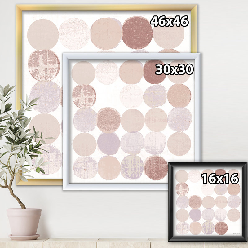 « shade of rose geometric points i »-reproduction d’image sur toile, H 30 po x l 30 po x P 1 po, Cadre noir