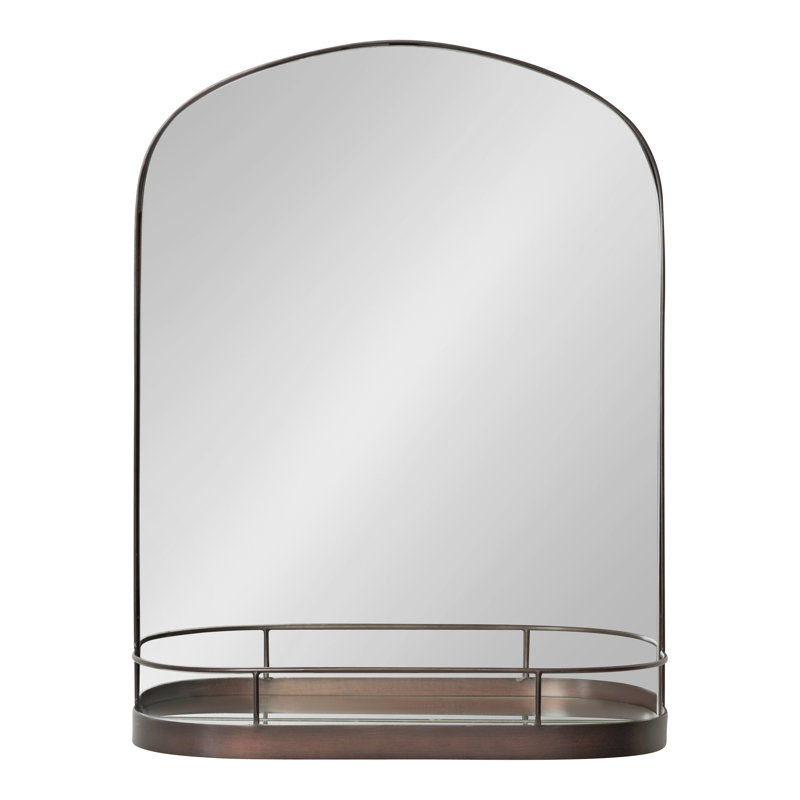 Cemile Metal Mirror with Shelves, Bronze