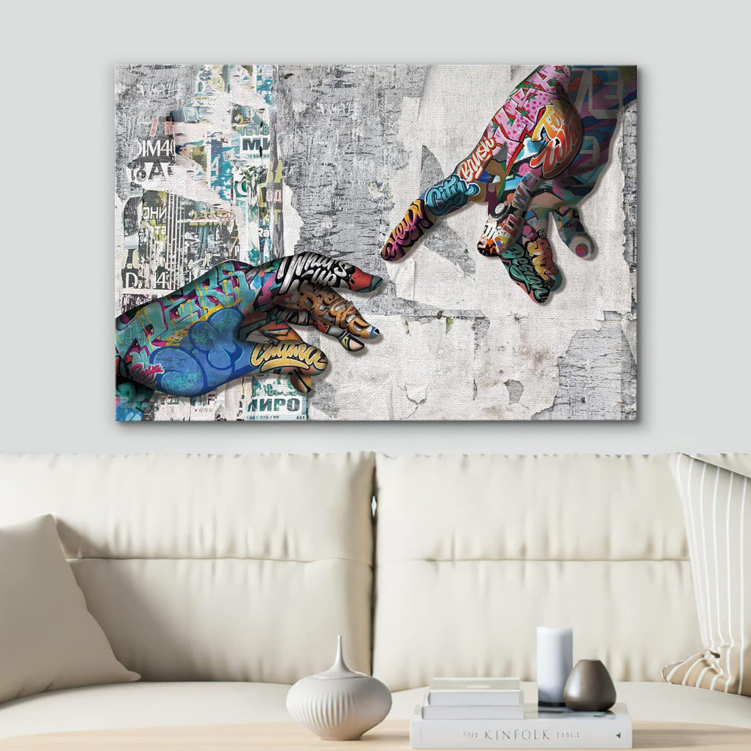 Pop Urban Street " Colorful Collage Hands Of God By Michelanglo Graffiti & Street Art Pop Art Modern Urban Multicolor " IDEA4WALL Overall 