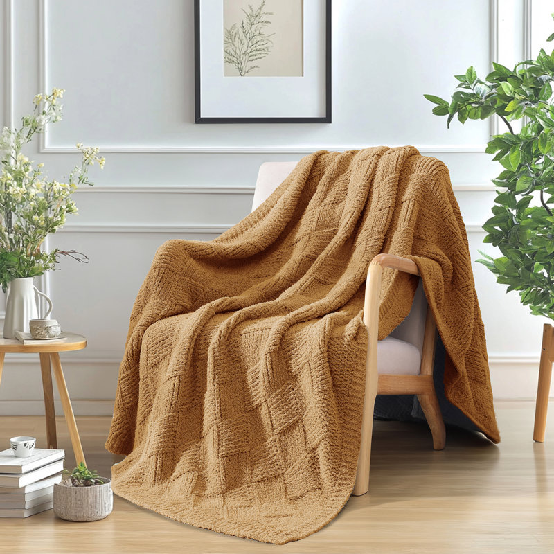 Jeté - motif à double tissage, Brown