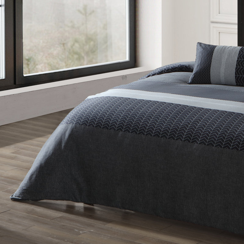 Ensemble d'édredon réversible 100% satin de coton 5 pièces Bebejan Kyle, Édredon grand + 4 pièces supplémentaires