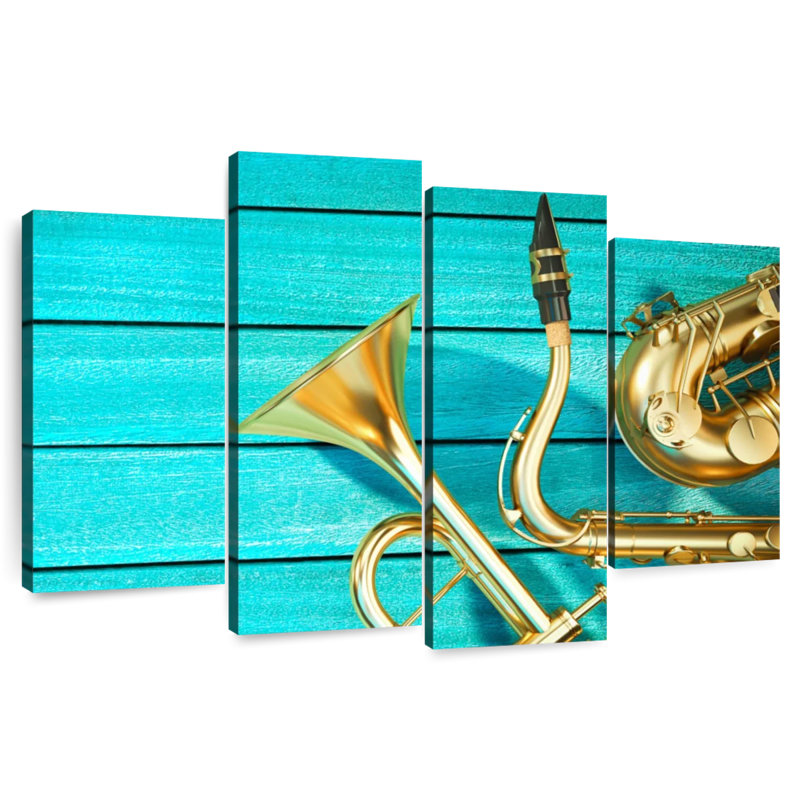 Abarca saxophone et trompette, H 22 po x l 36 po