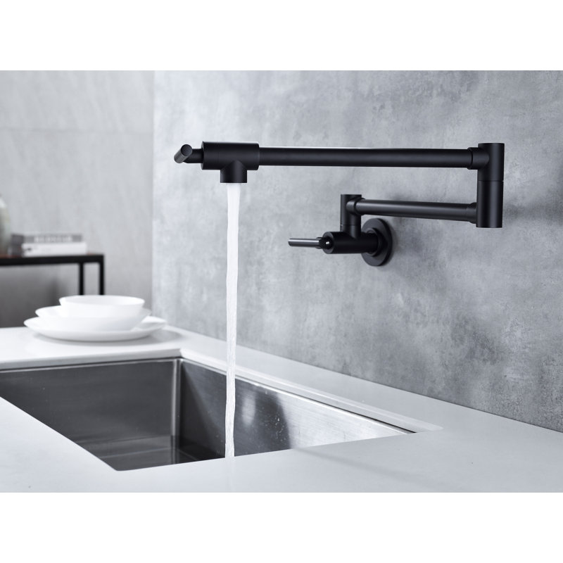 Robinet de cuisine mural en laiton, Noir mat