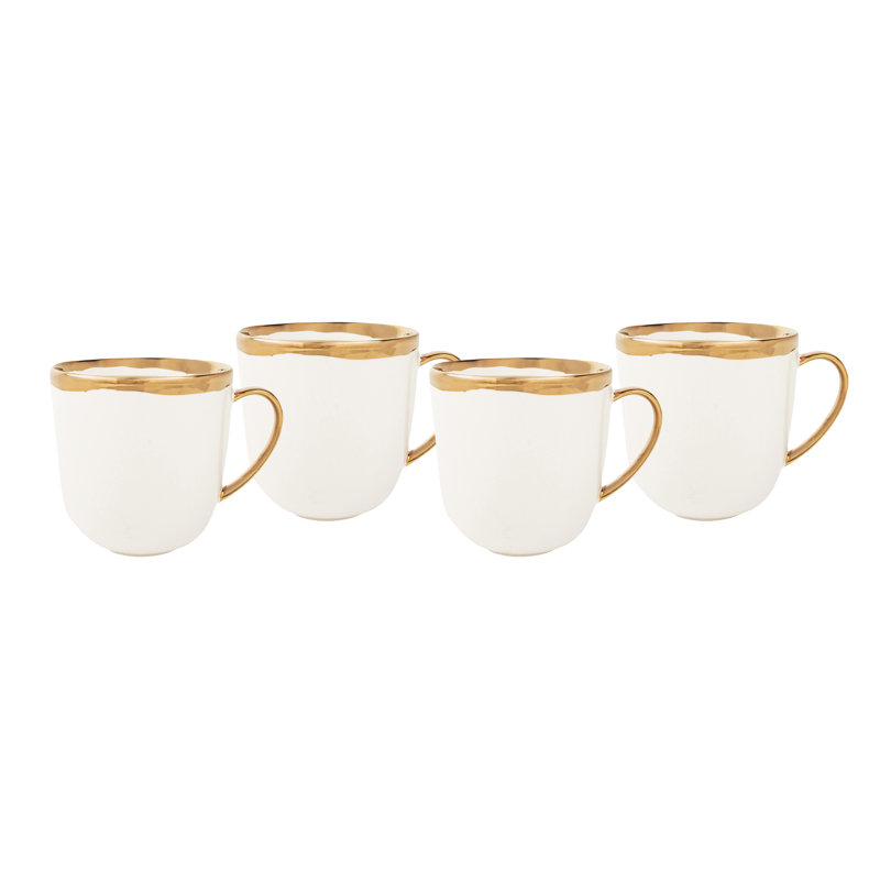 Tasse à café 16 oz Canvas Home, Glacis blanc/or