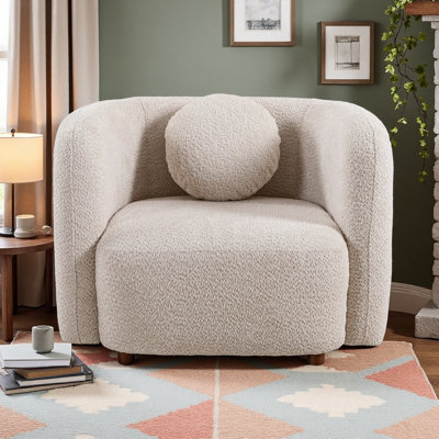 39" Wide Cozy Modern Boucle Accent Chair, 28" Seat Depth, Sturdy Solid Wood Frame